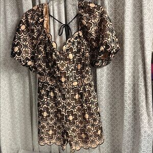 Floral Lace Black and Cream Jumpsuit